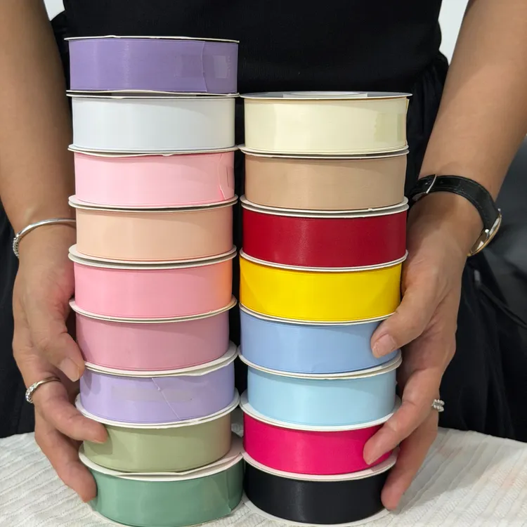 【1帮1】2.5cm削光带20码纯色锻带涤纶丝带花束包装花店花艺资材