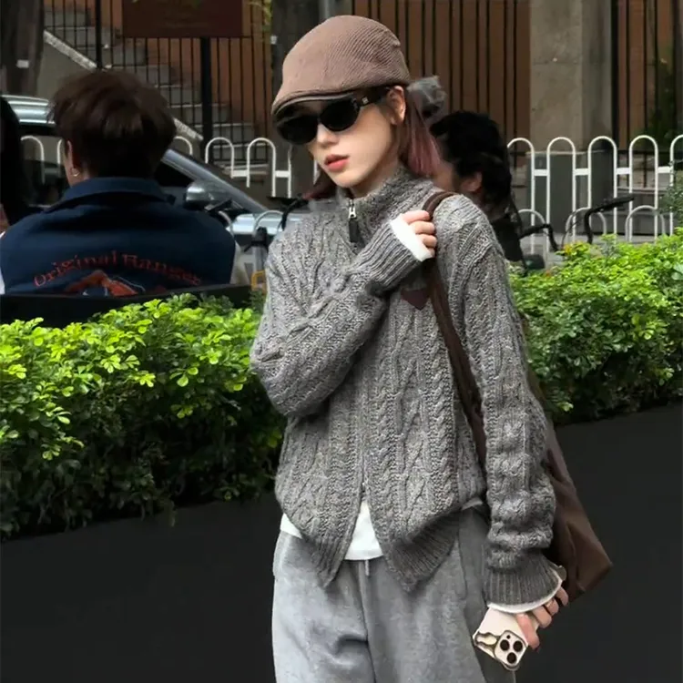 M355新款时尚复古休闲慵懒休闲纯色针织衫