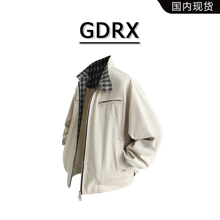 GDRX港风痞帅男款夹克2025秋季cleanfit百搭拼接色块宽松上衣外套