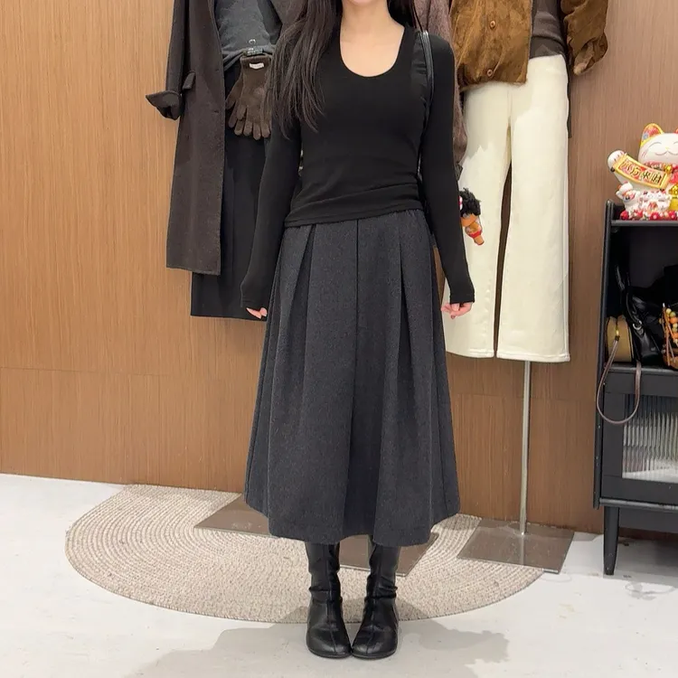 鑫燃KIKI 时尚高腰复古显瘦花苞半身裙  6309  WU