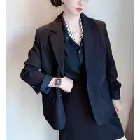 时尚高级感西装外套女短款2025秋季新款宽松简约韩系休闲黑色西服