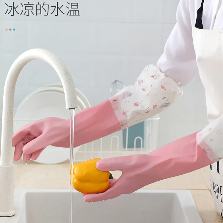冬天保暖洗碗手套家务耐用胶皮加厚工作耐磨厨房长款防水加绒防滑