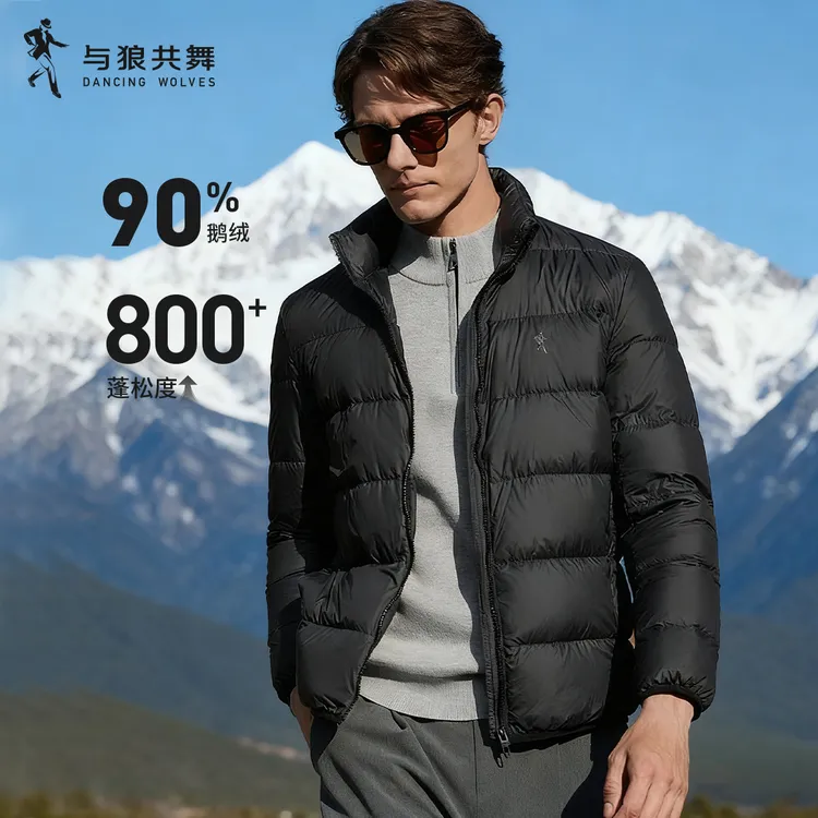 【立领鹅绒】与狼共舞25冬精致人标立领保暖外套男士百搭保暖羽绒服