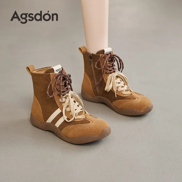 Y奥古狮登高帮德训鞋女2025新款秋季流光拳击鞋厚底运动马丁靴子Y