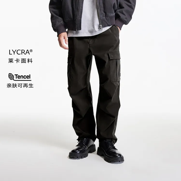 七夕送男友礼物杰克琼斯男装休闲裤夏秋季刺绣贴袋宽松直筒裤子