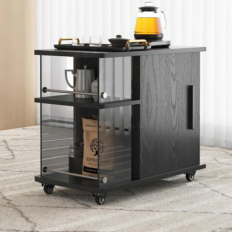 移动茶台多功能茶桌边几小柜子收纳柜客厅实木茶水柜休闲沙发边柜