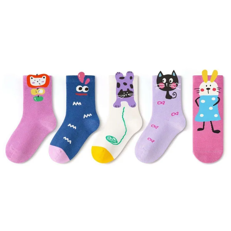 女童袜子秋冬季新款棉袜中大童卡通动物女宝宝12婴儿不勒脚长袜