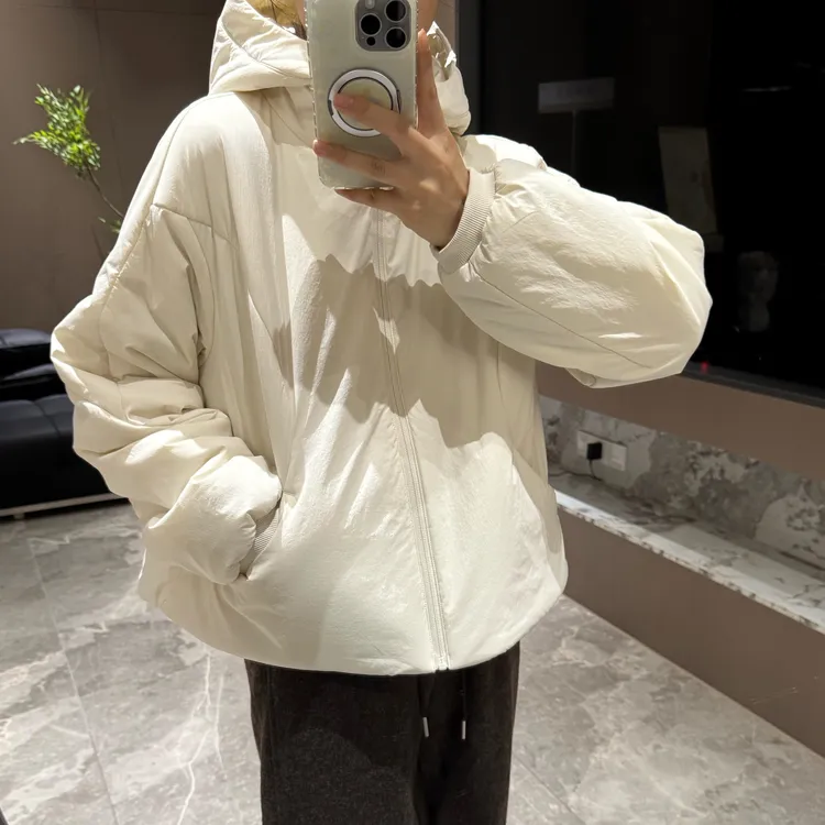 宿慕SUMU舒适百搭加厚短外套2025新9-24简约连帽加棉外套9685