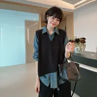 春秋韩版外穿内搭百搭黑色马夹背心