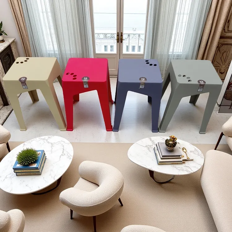 北欧客厅时尚四方凳塑料加厚成人凳子可叠放餐桌板凳