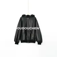 【DOUDOUCHENYI】“静野”新西兰进口自然纹泡皮连帽皮衣外套-2501