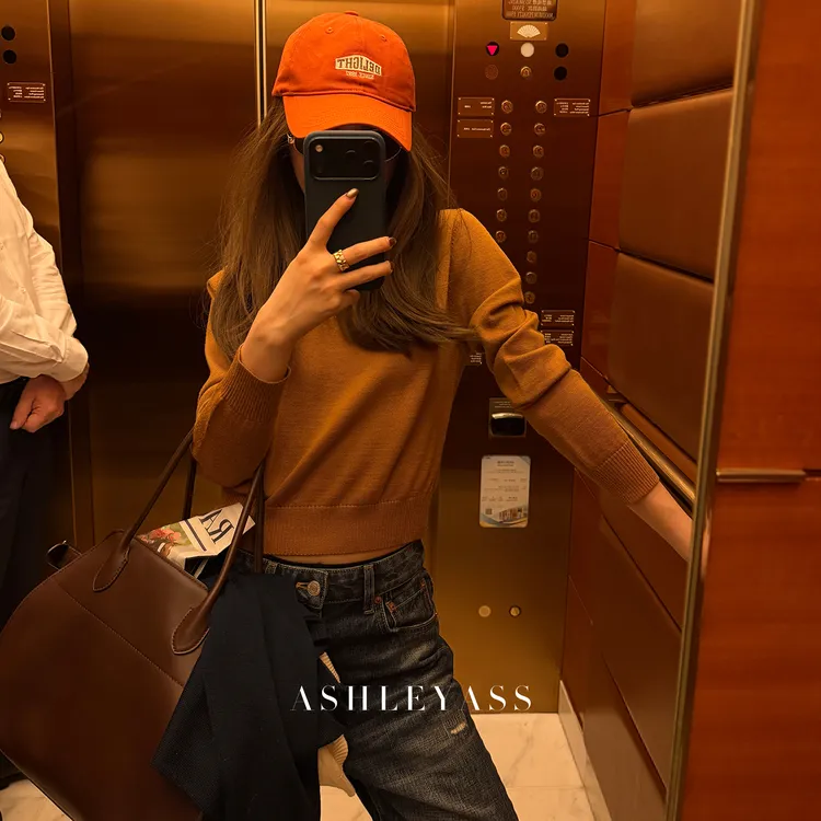 【ASHLEYASS】“精纺三角织机毛衣”慵懒感圆领针织5色毛衣LSM251361S