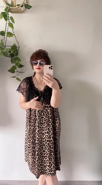 欧潮明娟大码女装B02薄款宽松弹力爆款居家睡裙