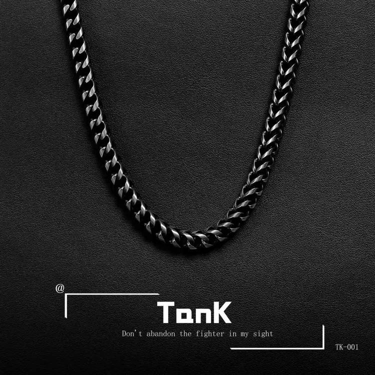 钛钢项链 新款钛钢龙骨设计感项链时尚百搭潮流高级感简约黑色商品图