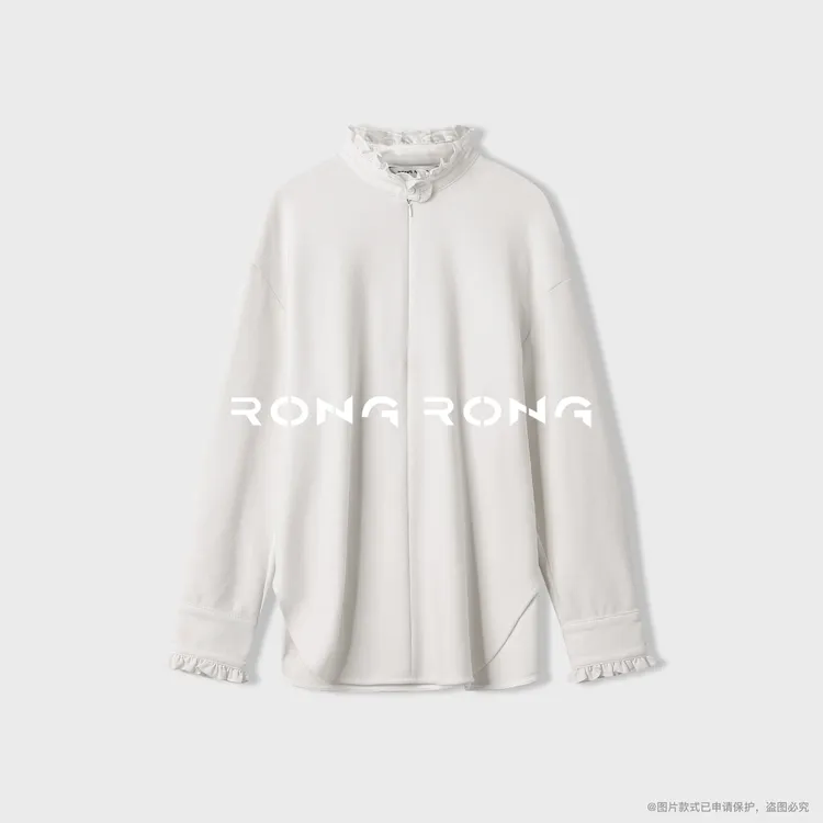 溶溶【霜雪白茶】RONGRONG 木耳边法式休闲风长袖T恤2502K718