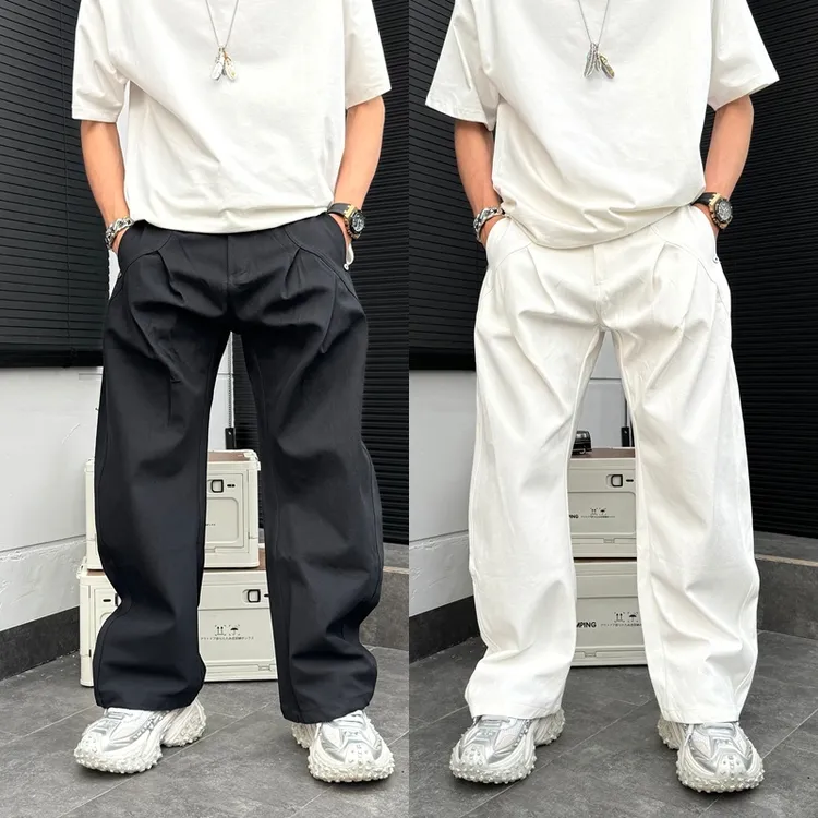 纯色男士休闲裤2025秋季直筒裤美式大气阔腿裤简单大气哈伦长裤子