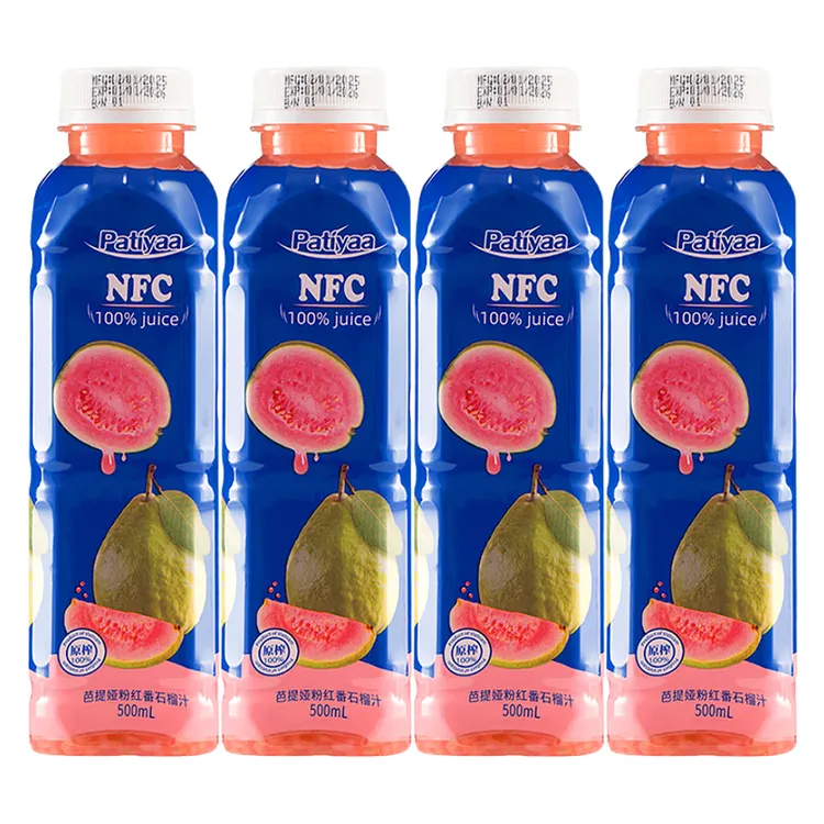 越南进口patiyaa芭提娅NFC果汁500ml/瓶装100%粉红番石榴果汁饮料