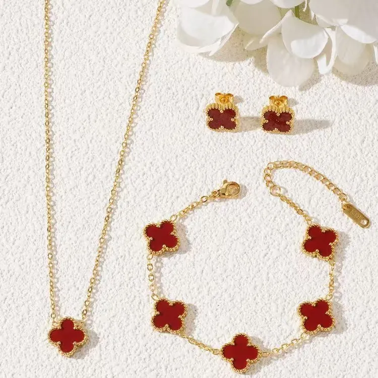 钛钢戒指 爆款13mm钛钢四叶草饰品轻奢高级感女韩版手饰品ins冷淡