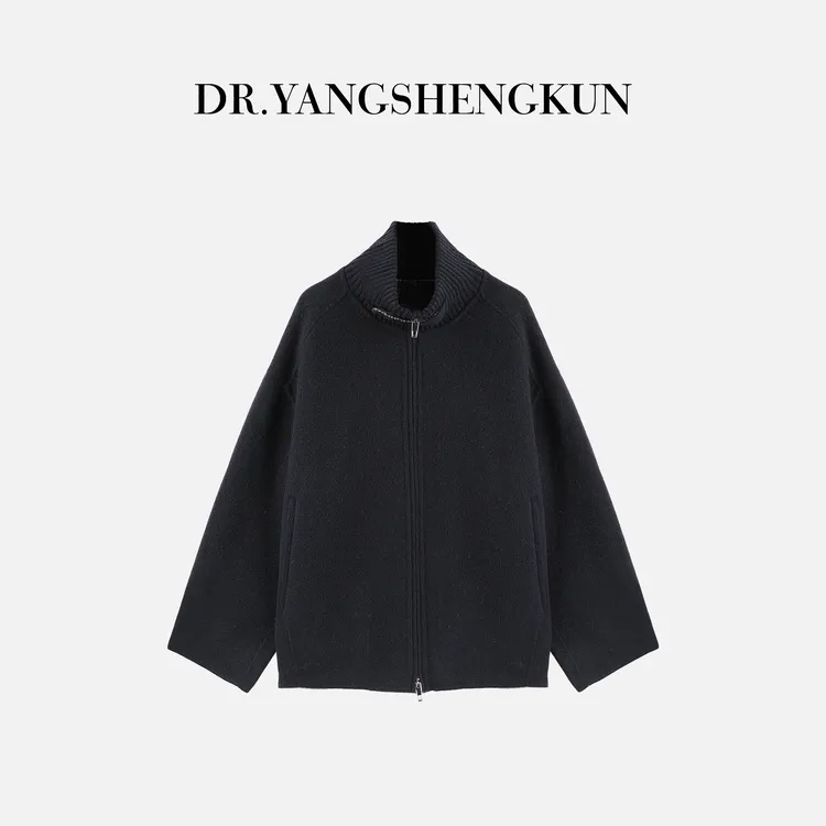 杨圣坤2025冬季新品110支羊绒羊毛混纺立领双面呢大衣TR2510418
