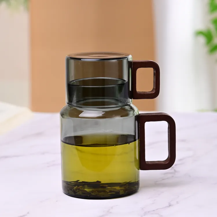 【和气千秋专属】大容量办公泡茶杯墩墩杯家用木把茶水分离水杯