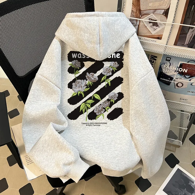 ins美式潮牌廓形连帽卫衣男秋季款cleanfit百搭复古宽松挺阔外套