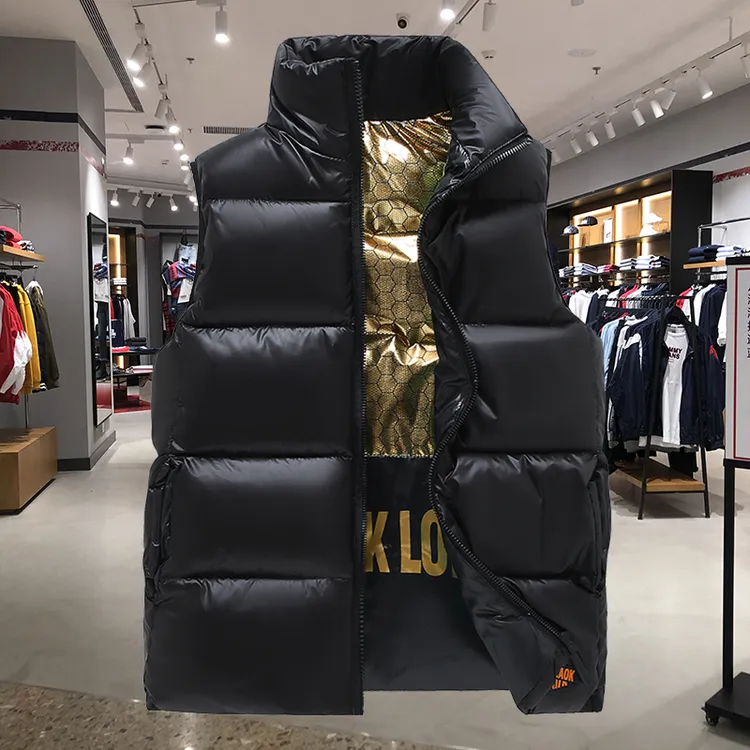 秋冬立领马甲黑金棉马甲男防寒无袖棉服外套潮流立领修身坎肩背心