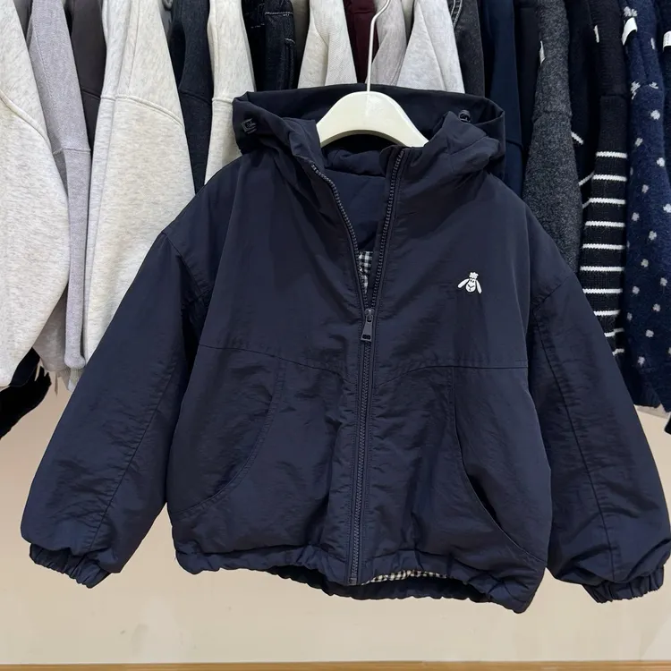 男童棉衣外套2025冬装儿童宽松休闲保暖棉袄连帽薄款棉服夹克上衣