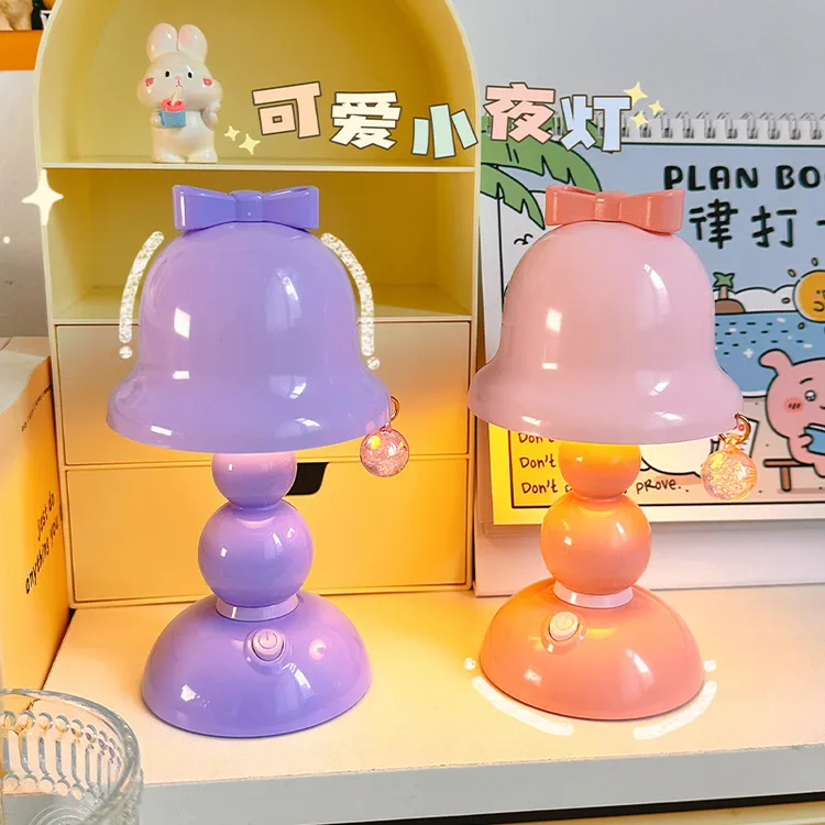新款可爱蝴蝶结小夜灯迷你桌面发光摆件灯学生卧室LED暖色氛围灯