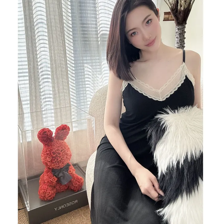 （带胸垫）夏季睡裙女小香风气质吊带法式花边纯欲风睡衣女家居服