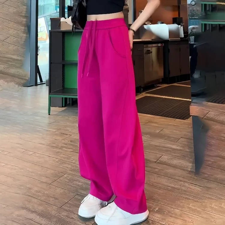 火龙果色爆款香蕉裤女2025新款高腰宽松慵懒百搭休闲显瘦运动裤