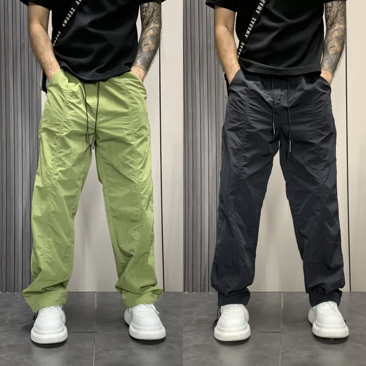 男生夏季新款糖果色休闲裤宽松直筒裤简约速干裤子透气运动裤凉感