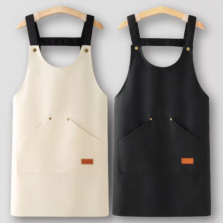 帆布围裙厨房家用工作服女做饭定制logo印字餐饮上班夏季做饭围裙