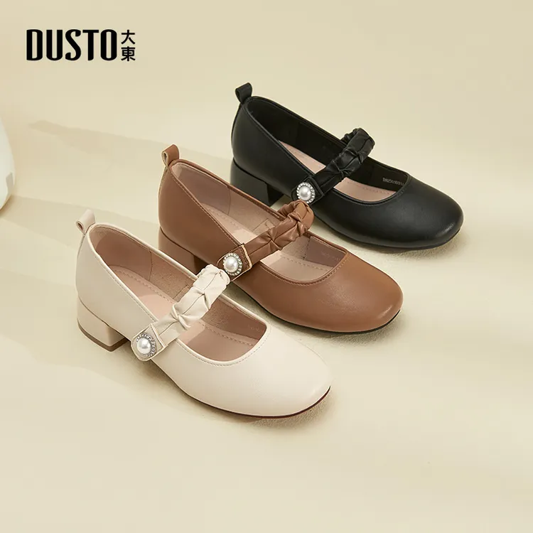 大东玛丽珍浅口单鞋2025秋冬新款百搭配裙子粗跟不累脚鞋子女1031