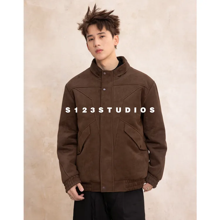 冬季解构拼接高级感立领飞行夹克外套美式复古加厚棉服男女