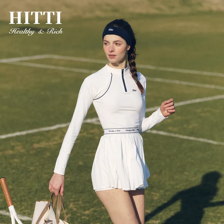 Hitti新款运动披肩可拆卸连衣裙收腰显瘦老钱轻奢高尔夫网球裙-08