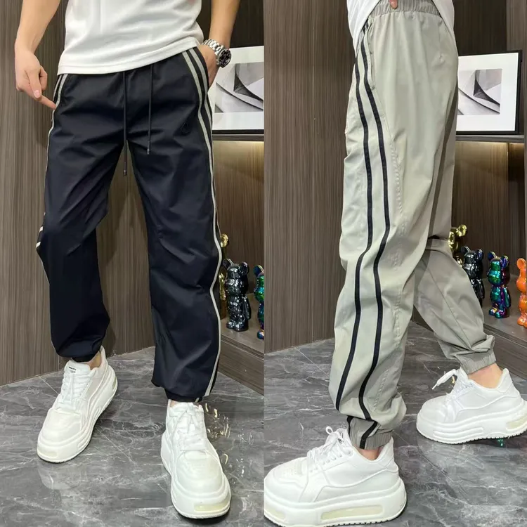 拼接条纹休闲裤男士薄款裤子春夏长裤速干裤25C48