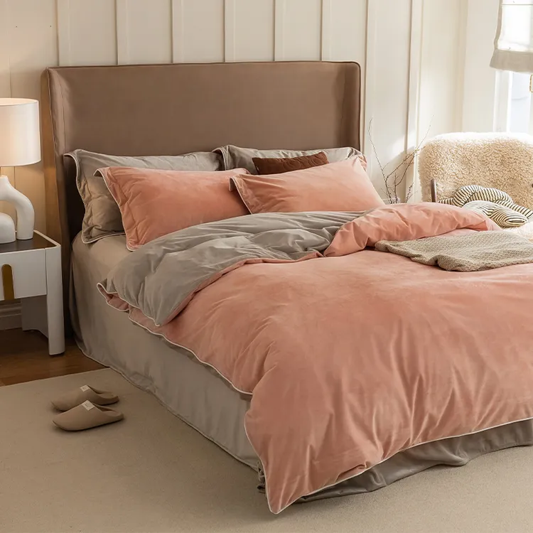 2024新款牛奶绒床上四件套珊瑚绒冬季双面加绒床单被套法兰绒床品