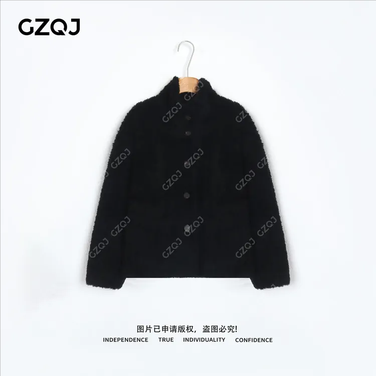 老琴私服【暗夜暖域】100羊毛时尚百搭加绒加厚翻领外套女冬款 0111