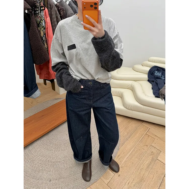 REP-MAGLIANO设计师品牌灰色撞色长袖针织衫 25FW女装秋冬新品