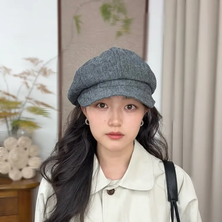 帽子婷好【棉麻混纺】八角帽子日系贝雷帽百搭秋冬日系