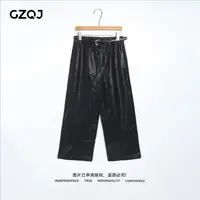 老琴私服 【暗夜骑士】琥珀流光风百搭显瘦直筒皮裤女秋冬新款 7820