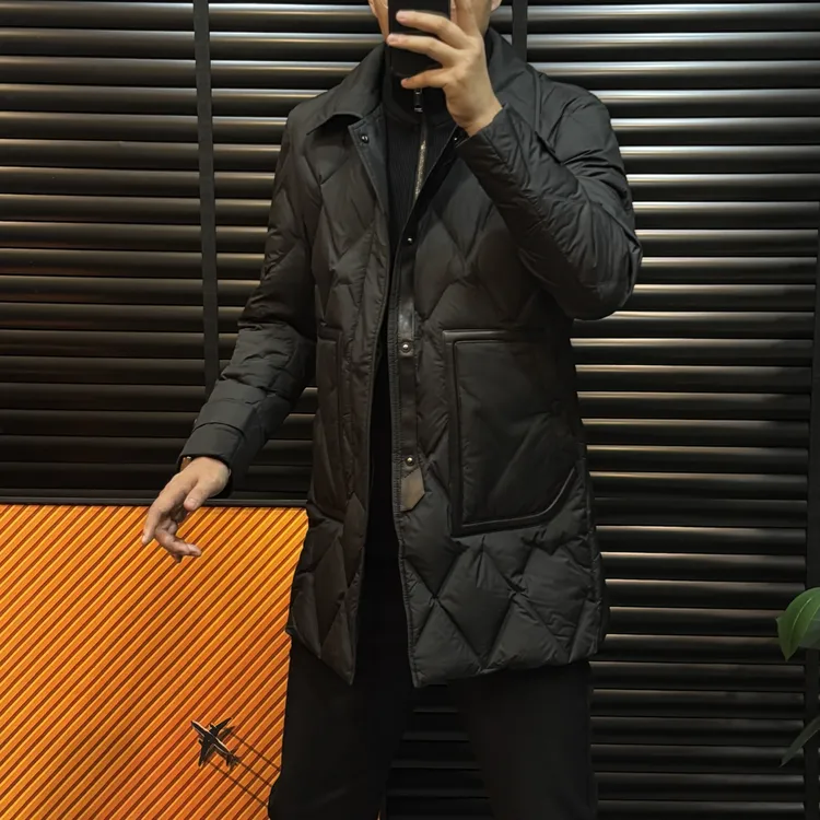 【清澈男装轻奢出品】K82805/QING/高端欧货可拆卸领口中长款羽绒服