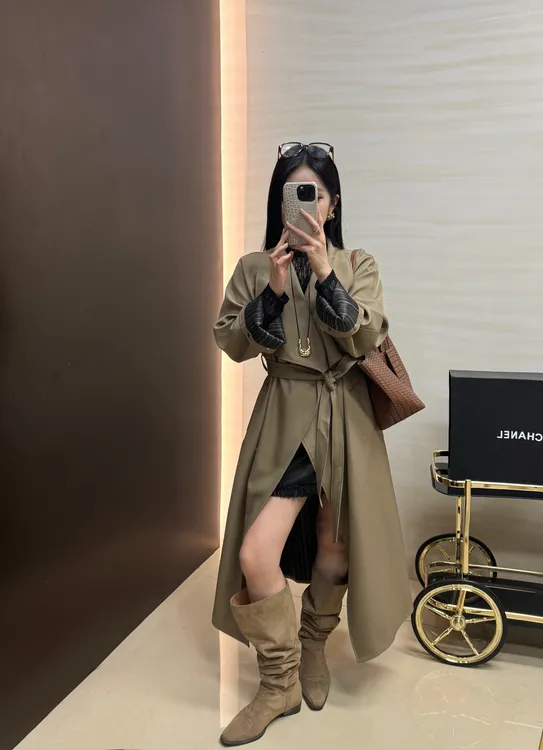 韩版新款气质外套立领长款腰带高级感大衣风衣外套女秋5Q12019RS