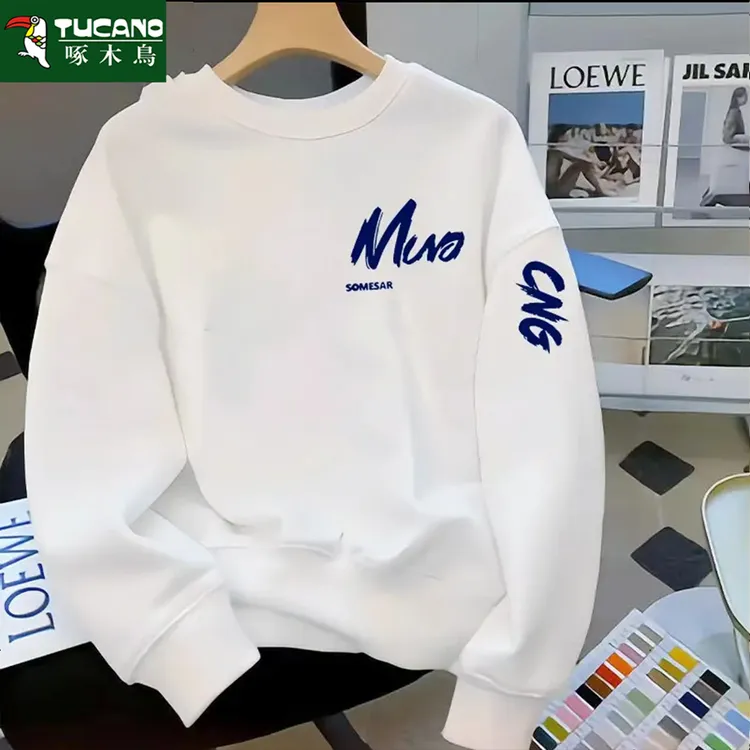 啄木鸟秋冬印花圆领时尚男生秋季厚款卫衣男士潮流ins卫衣欧美风