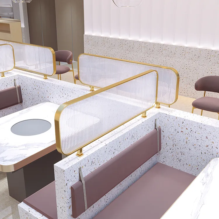 不锈钢饭店卡座装饰屏风加高餐厅矮隔断围栏玻璃