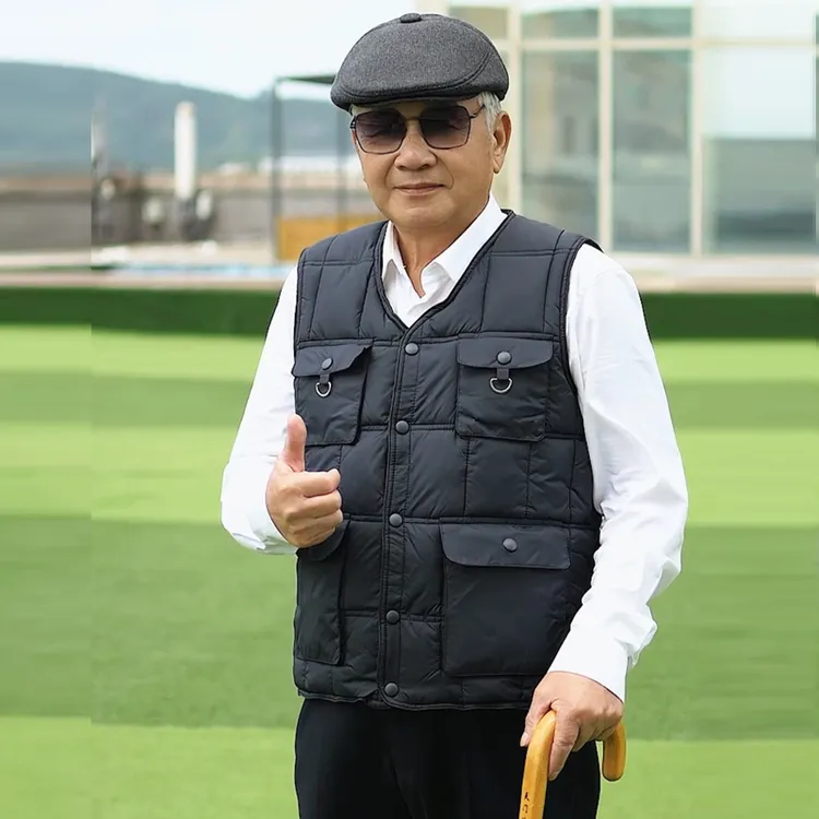加厚保暖马甲中老年加绒马夹暖背爸爸冬装外套多口袋爷爷坎肩
