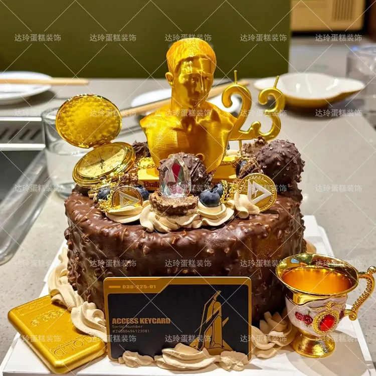 三角洲行动蛋糕装饰摆件男生生日插牌插件克劳迪乌斯酒杯怀表男孩