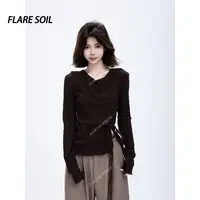 【FLARE SOIL】皱皱堆堆领法式复古不规则打底衫 T4686A