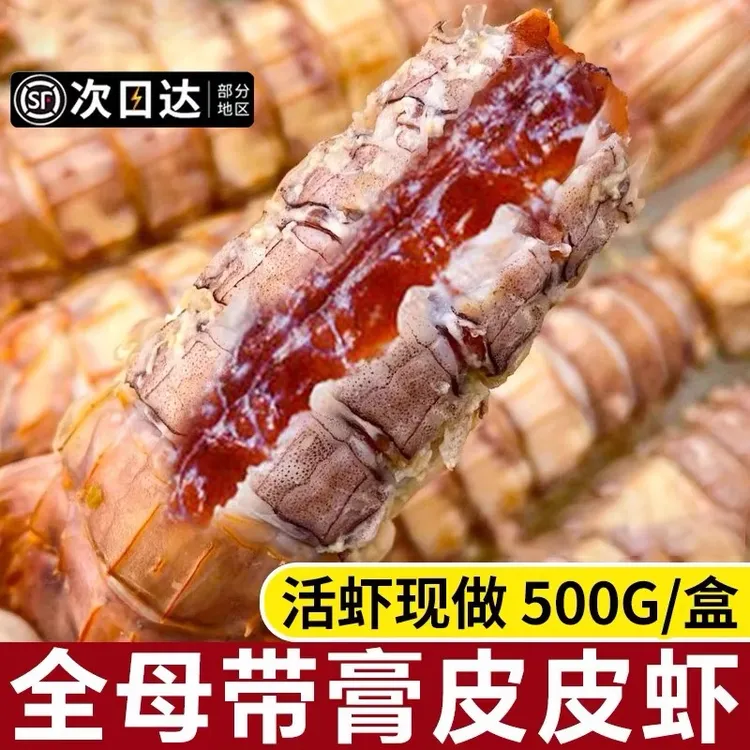 新鲜熟冻皮皮虾全母带膏带黄 海鲜虾蛄500g/盒