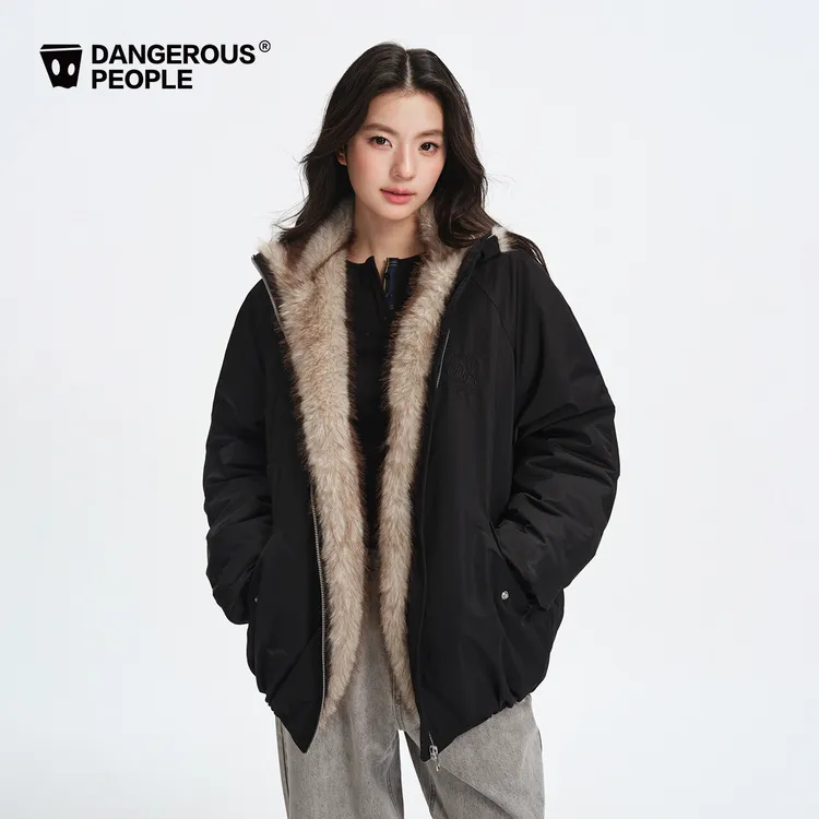 Dangerouspeople薛之谦dsp拼接毛领宽松棉服冬季潮牌保暖厚外套